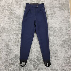 Vintage Skitique International Ski Pants Womens 10 Navy Blue Stirrup Wool/Nylon